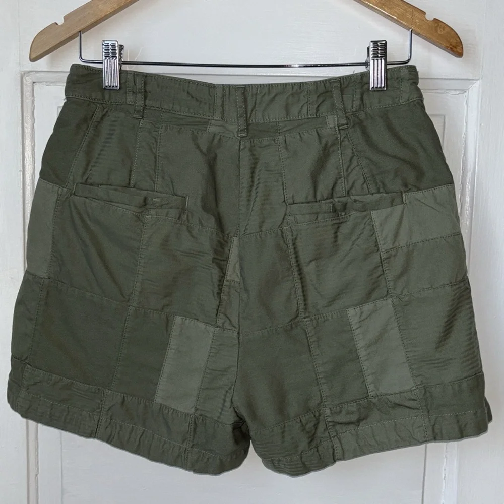 J. Crew Olive Green High-Waist Utility Patchwork Shorts